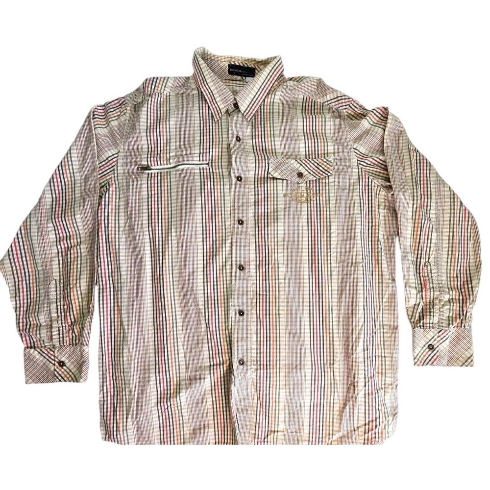 Vintage Rocawear Mens Button Down Shirt Size 3XL XXXL Zip Pockets Y2K Hip Hop
